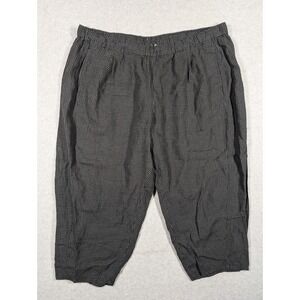 Eileen Fisher Women Pants 3X Checker Plaid Crop Wide Leg Pull On Organic Linen